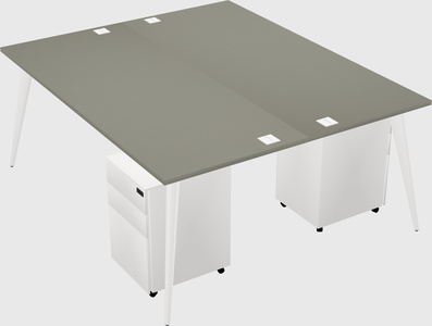 Shared rectangular office desk system