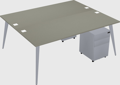 Shared rectangular office desk system