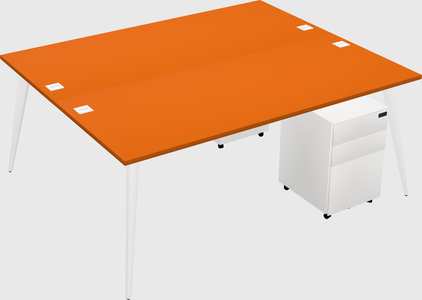 Shared rectangular office desk system