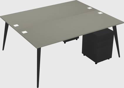 Shared rectangular office desk system