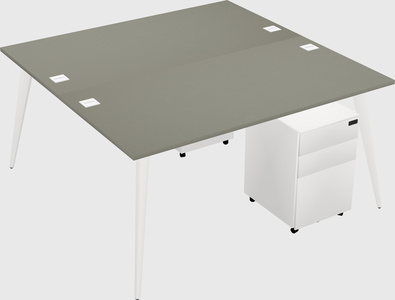Shared rectangular office desk system