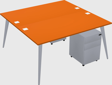 Shared rectangular office desk system