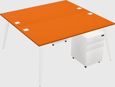 Shared rectangular office desk system