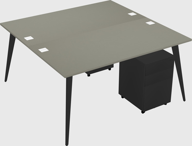 Shared rectangular office desk system