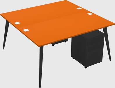 Shared rectangular office desk system