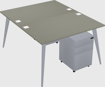 Shared rectangular office desk system