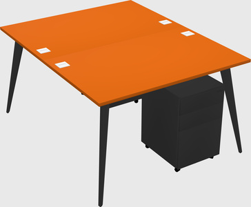 Shared rectangular office desk system
