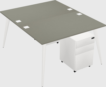 Shared rectangular office desk system
