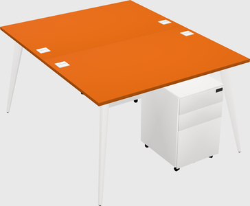 Shared rectangular office desk system