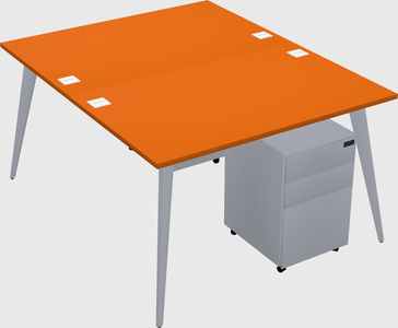Shared rectangular office desk system