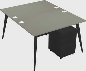 Shared rectangular office desk system