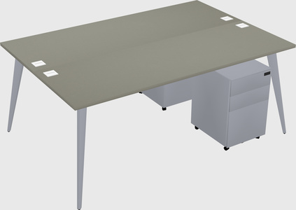 Shared rectangular office desk system
