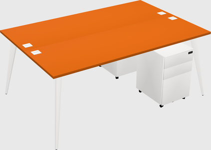 Shared rectangular office desk system