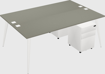 Shared rectangular office desk system