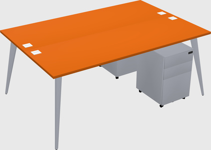 Shared rectangular office desk system
