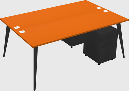 Shared rectangular office desk system
