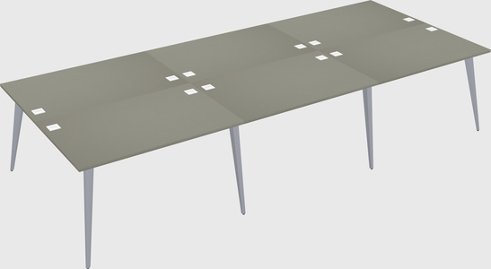 Shared rectangular office desk system