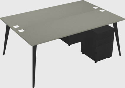 Shared rectangular office desk system
