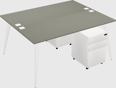 Shared rectangular office desk system
