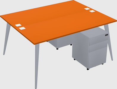 Shared rectangular office desk system