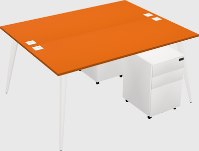 Shared rectangular office desk system