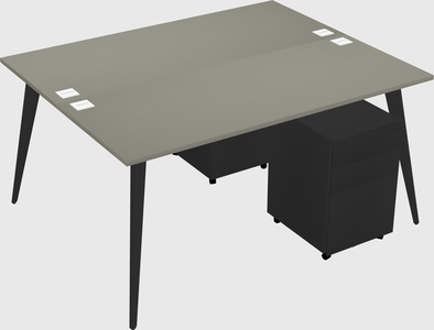 Shared rectangular office desk system