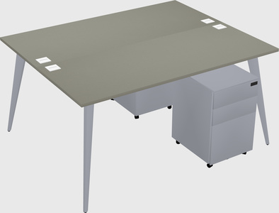 Shared rectangular office desk system