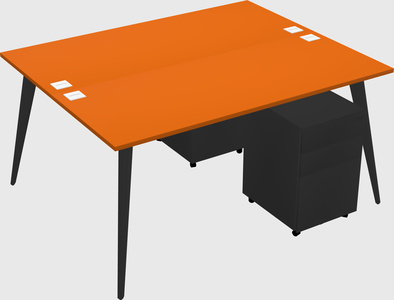 Shared rectangular office desk system