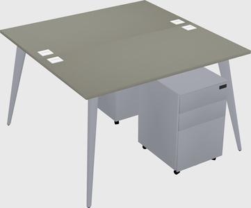 Shared rectangular office desk system