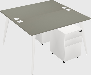 Shared rectangular office desk system