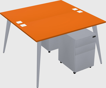 Shared rectangular office desk system