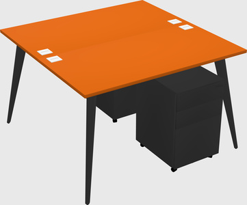 Shared rectangular office desk system