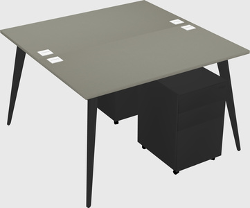 Shared rectangular office desk system