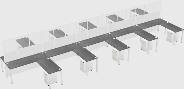 Shared l-shape cubicle