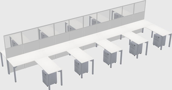 Shared l-shape cubicle