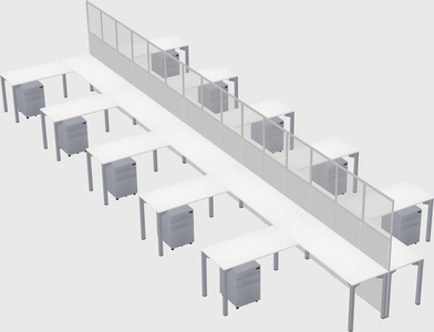 Shared l-shape cubicle