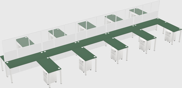 Shared l-shape cubicle