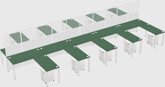 Shared l-shape cubicle