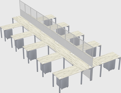 Shared l-shape cubicle