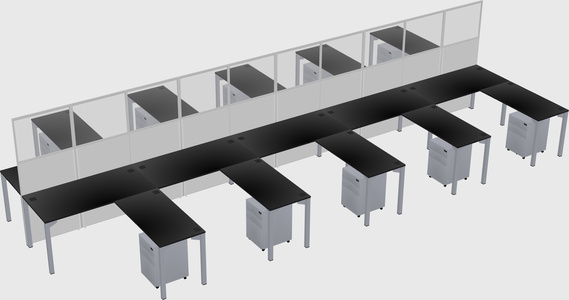 Shared l-shape cubicle