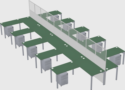 Shared l-shape cubicle