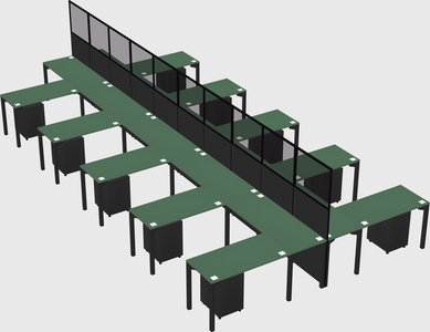 Shared l-shape cubicle