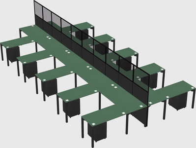 Shared l-shape cubicle
