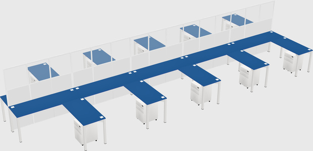 Shared l-shape cubicle