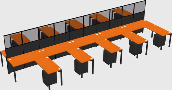 Shared l-shape cubicle