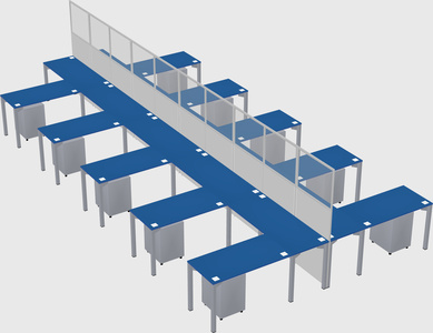 Shared l-shape cubicle