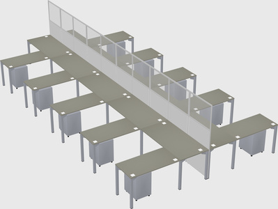 Shared l-shape cubicle