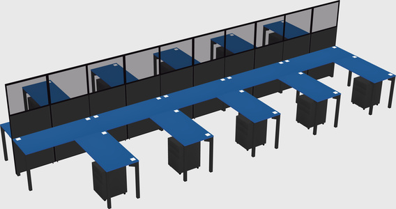 Shared l-shape cubicle