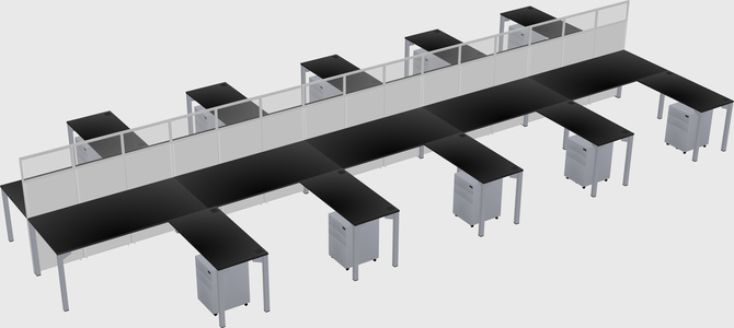 Shared l-shape cubicle
