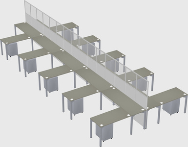 Shared l-shape cubicle
